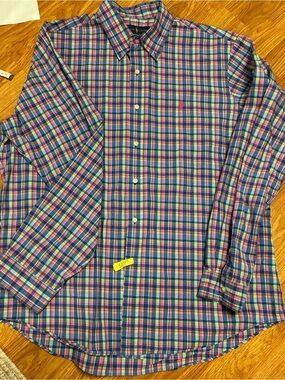 Ralph Lauren Vibrant Multi-Color Plaid Button Down Shirt Size XL